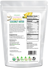 Photo of back of 1 lb bag of Organic Electrolyte Pineapple Coconut Water
