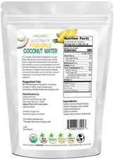 Photo of back of 1 lb bag of Organic Electrolyte Pineapple Coconut Water