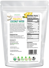 Photo of back of 5 lb bag of Organic Electrolyte Pineapple Coconut Water