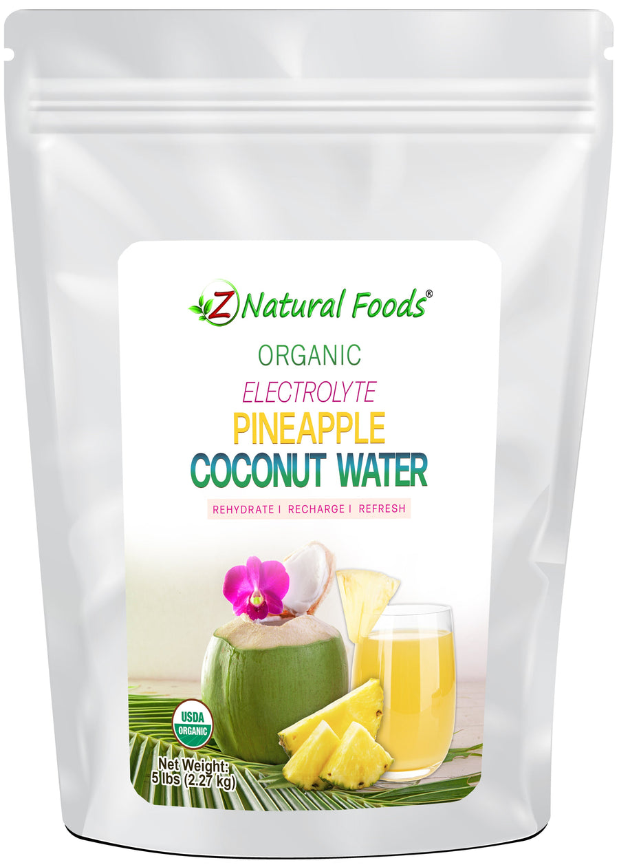 Photo of front of 5 lb bag of Organic Electrolyte Pineapple Coconut Water Z Natural Foods