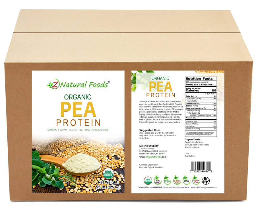 Pea Protein - Organic front and back label image in bulk