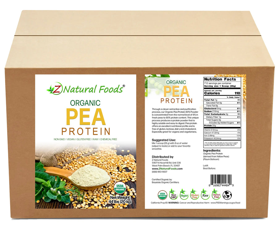 Pea Protein - Organic front and back label image in bulk