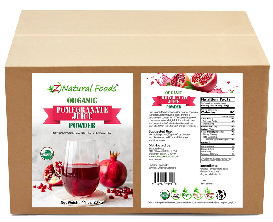 Pomegranate Juice Powder - Organic front and back label image in bulk