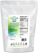 Photo of back of 3 lb bag of Psyllium Husk (Powder) - Organic