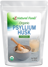 Photo of front of 1 lb bag of Psyllium Husk (Powder) - Organic