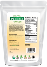 Photo of the back of 1 lb bag of Pumpkin Powder - Organic