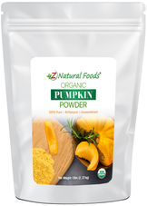 Photo of the front of 5 lb bag of Pumpkin Powder - Organic