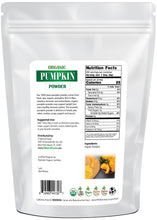 Photo of the back of 5 lb bag of Pumpkin Powder - Organic