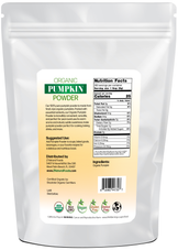 Photo of the back of 5 lb bag of Pumpkin Powder - Organic