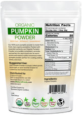Photo of the back of 1 lb bag of Pumpkin Powder - Organic