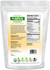 Photo of the back of 5 lb bag of Pumpkin Powder - Organic