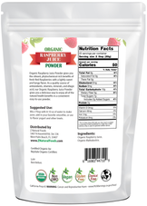 Photo of back of 1 lb bag of Raspberry Juice Powder - Organic