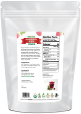 Photo of back of 5 lb bag of Raspberry Juice Powder - Organic