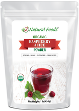 Photo of front of 1 lb bag of Raspberry Juice Powder - Organic