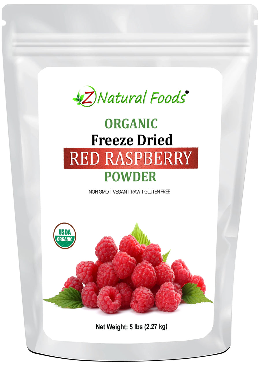 Front of bag image of Red Raspberry Powder - Organic Freeze Dried 5 lb
