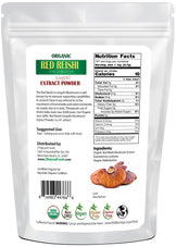 Photo of back of 1 lb bag of Red Reishi Mushroom Extract Powder (Lingzhi) - Organic