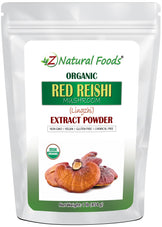 Photo of front of 1 lb bag of Red Reishi Mushroom Extract Powder (Lingzhi) - Organic