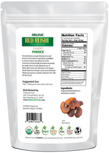 Back of bag image of Red Reishi Mushroom Powder (Lingzhi) - Organic 1 lb