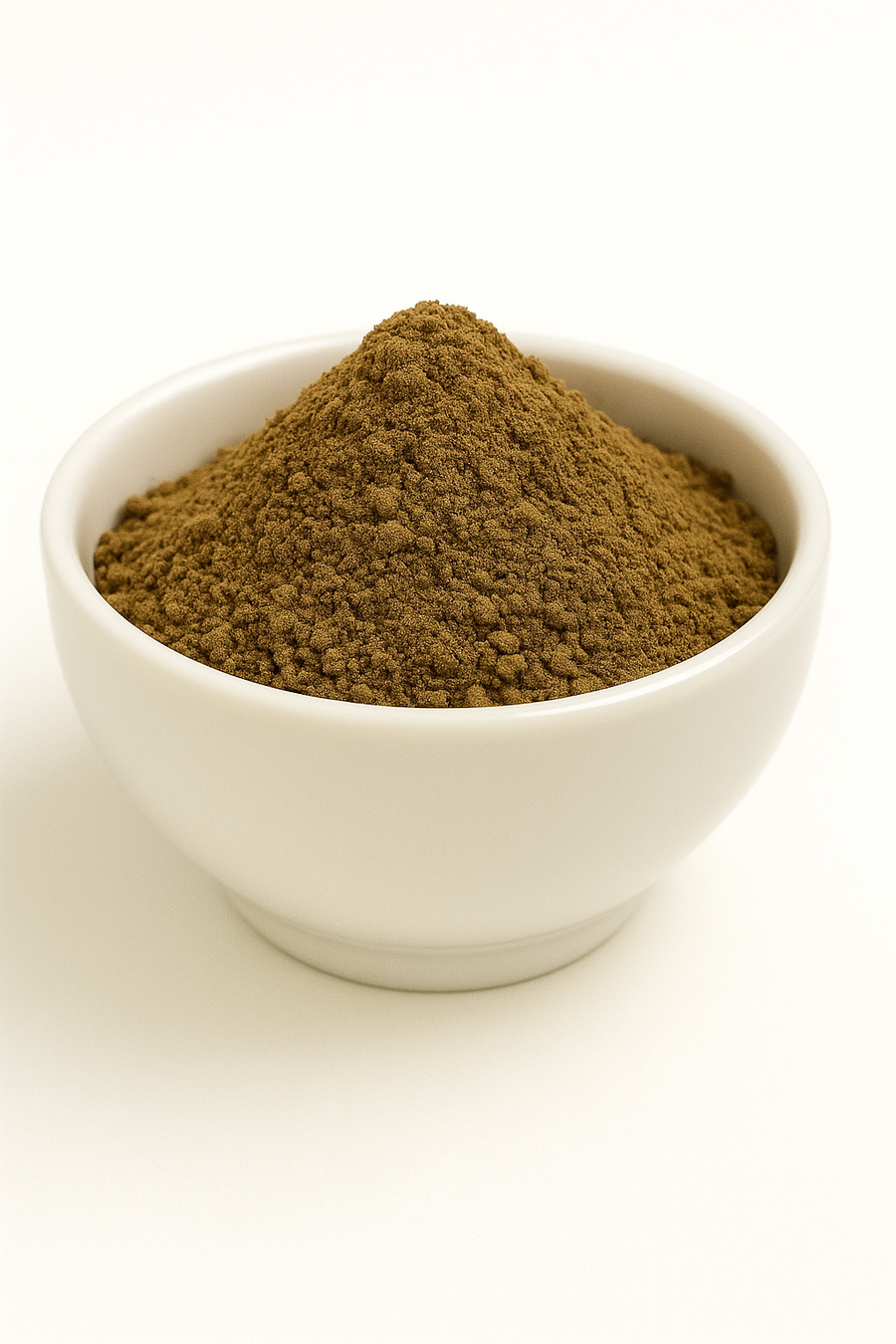 Brown powder in a white bowl.
