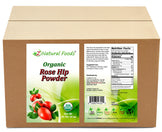 Rose Hip powder organic front and back label image in bulk