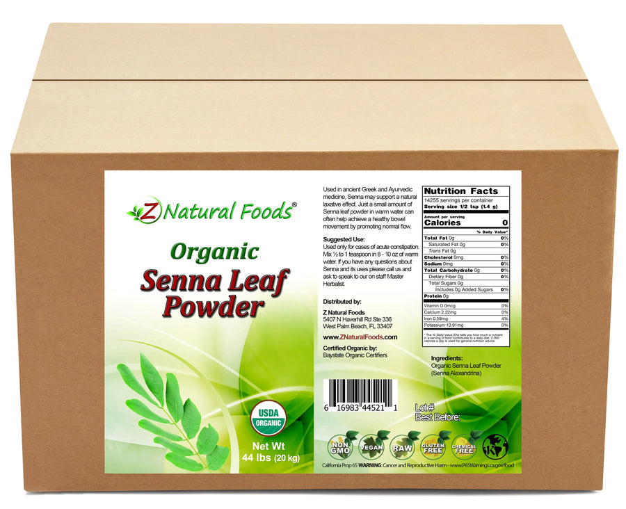 Front and back label image of Senna Leaf Powder - Organic in bulk