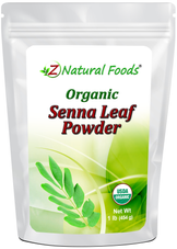 Image of front of 1 lb bag of Senna Leaf Powder - Organic