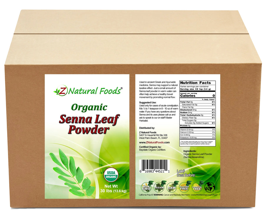 Front and back label image of Senna Leaf Powder - Organic in bulk