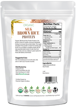 Back of the bag image of Silk Brown Rice Protein Powder - Organic 1 lb