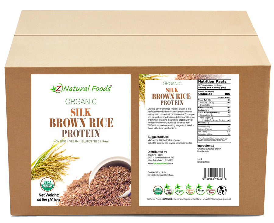 Front and Back of the bag image of Silk Brown Rice Protein Powder - Organic in bulk