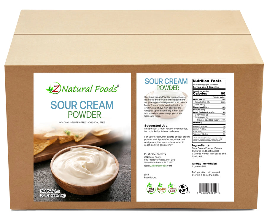 Photo of the front and back label image of Sour cream in bulk