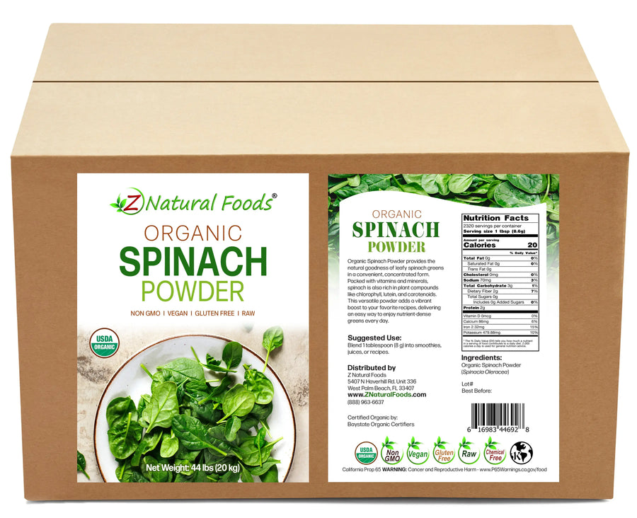 Front and back label image of Spinach Powder - Organic in bulk