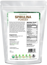 Back of the bag 1 lb image for Spirulina Powder - Organic