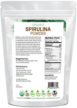 Back of the bag 5 lb image for Spirulina Powder - Organic