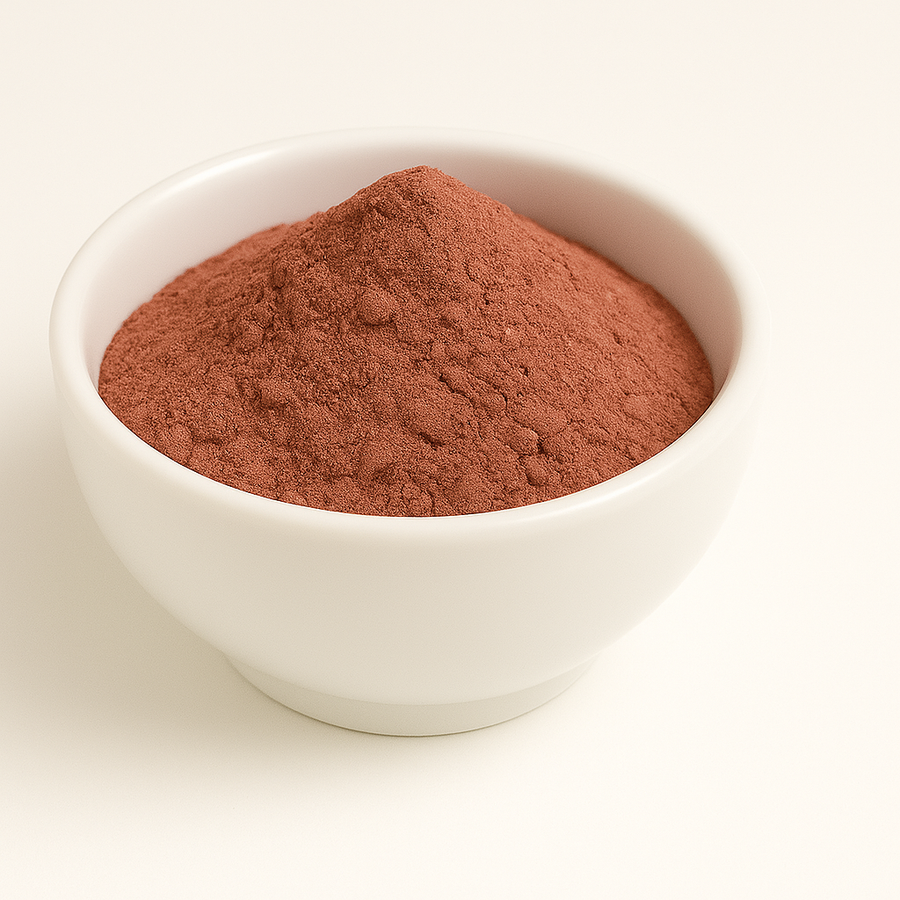 Red powder in a white bowl.