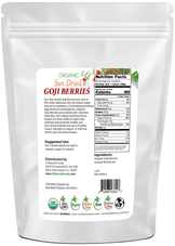Back of the bag image of Sun Dried Goji Berries - Organic 5lb