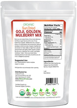 Sun Dried Goji, Golden, Mulberry Mix - Organic back of the bag image 1 lb