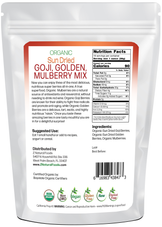 Sun Dried Goji, Golden, Mulberry Mix - Organic back of the bag image 1 lb