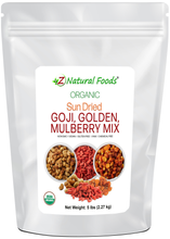 Sun Dried Goji, Golden, Mulberry Mix - Organic front of the bag image 5 lb