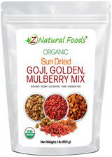Sun Dried Goji, Golden, Mulberry Mix - Organic front of the bag image 1 lb