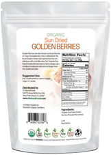 Back of the 1lb bag image of Sun Dried Golden Berries - Organic