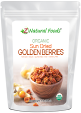 Front bag 1lb image of Sun Dried Golden Berries - Organic