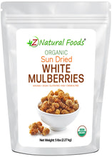Front of the 5 lb bag image of Sun Dried White Mulberries - Organic