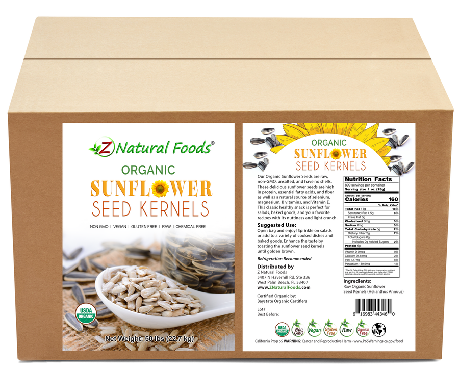 Front and back label image for Sunflower Seed Kernels - Organic Raw Bulk