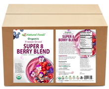 Photo of front and back label image for Super 8 Berry Blend - Organic Freeze Dried in Bulk