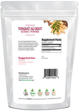 1 oz Tongkat Ali Root Premium Extract Powder (Longjack) back of the bag image