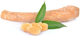 Tongkat Ali Root sliced with 2 green leave between longer root
