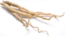 Photo of cut Tongkat Ali Root laying down on white background
