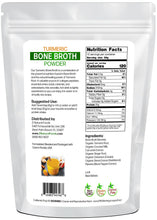 Photo of back of 1 lb bag of Turmeric Bone Broth Powder