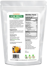 Photo of back of 5 lb bag of Turmeric Bone Broth Powder