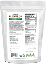 Photo of the back of 1 lb bag of Ultimate 25 Superfood Fusion